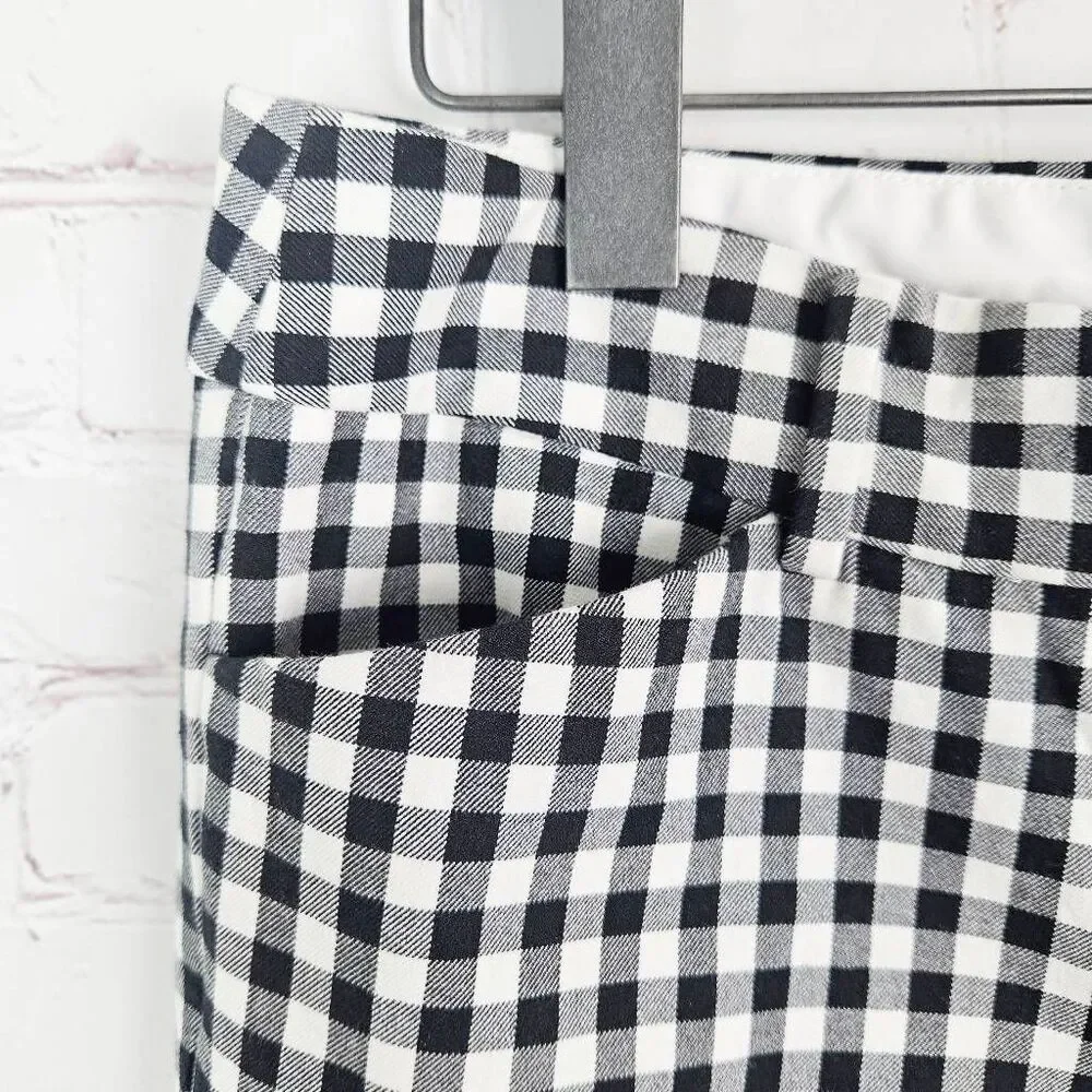TALBOTS Petites Hampshire Ankle Black & White Gingham Check Plaid Print Pant 10P